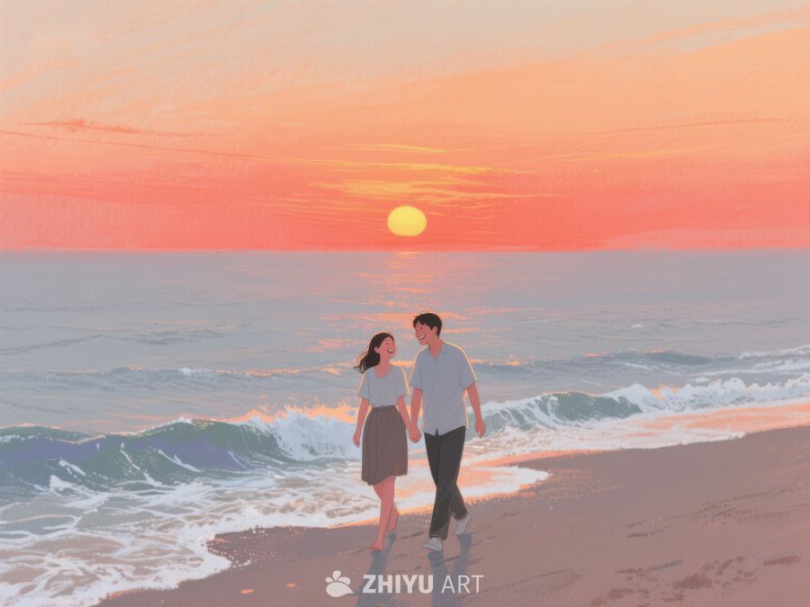 海滩漫步的浪漫时刻 283