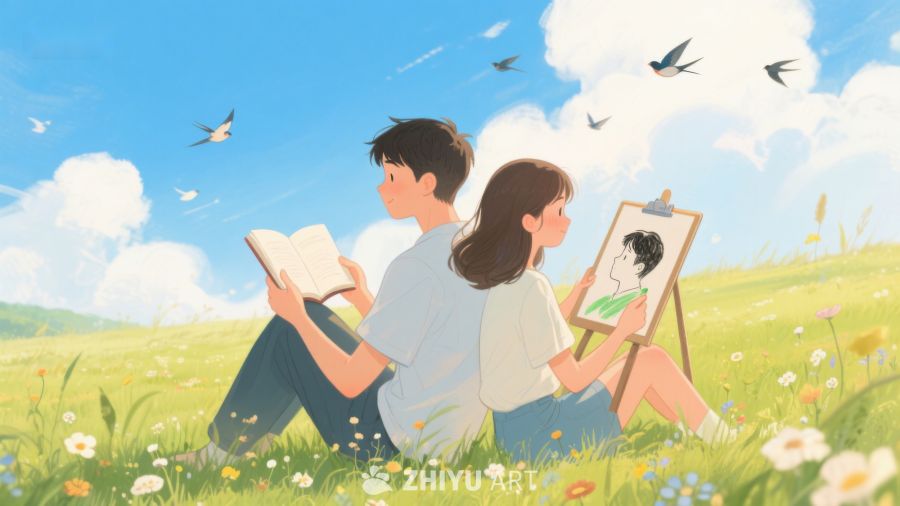 草地上的阅读与绘画时光 5