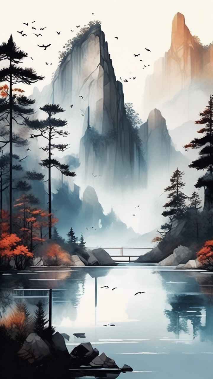 国风山水画背景插画 67