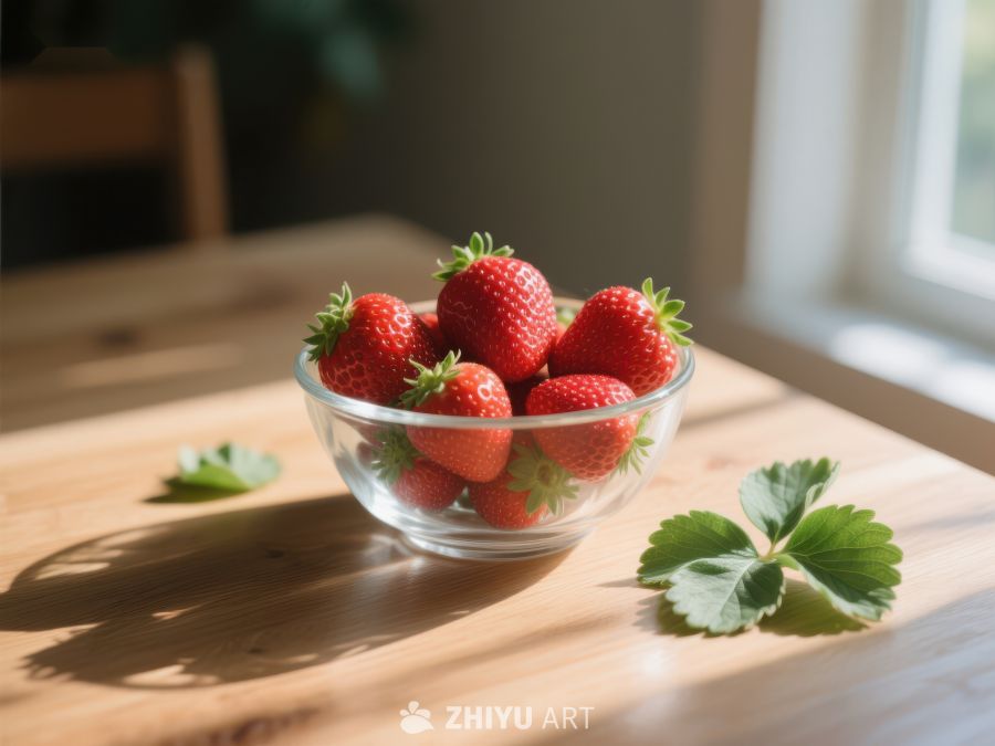 阳光下的草莓碗 758
