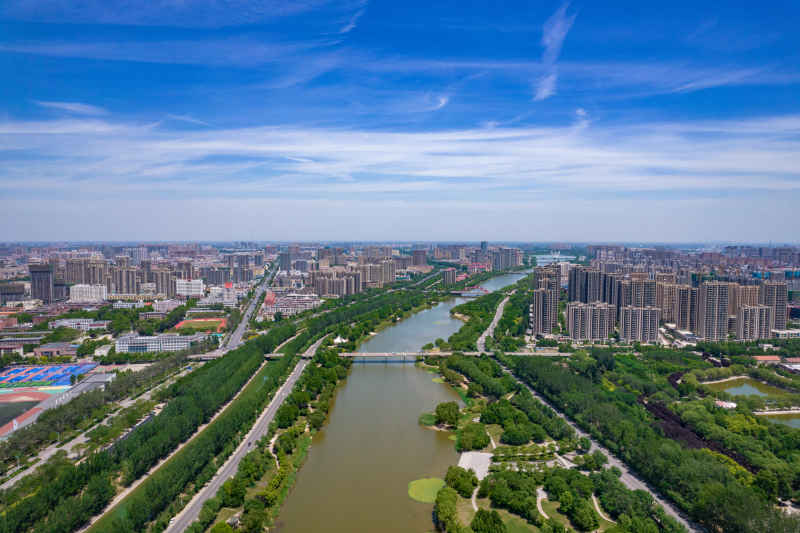 山东聊城城市风光航拍摄影图