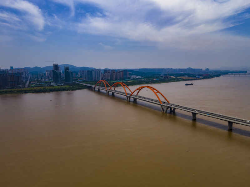 湖南长沙福元路湘江大桥航拍摄影图 
