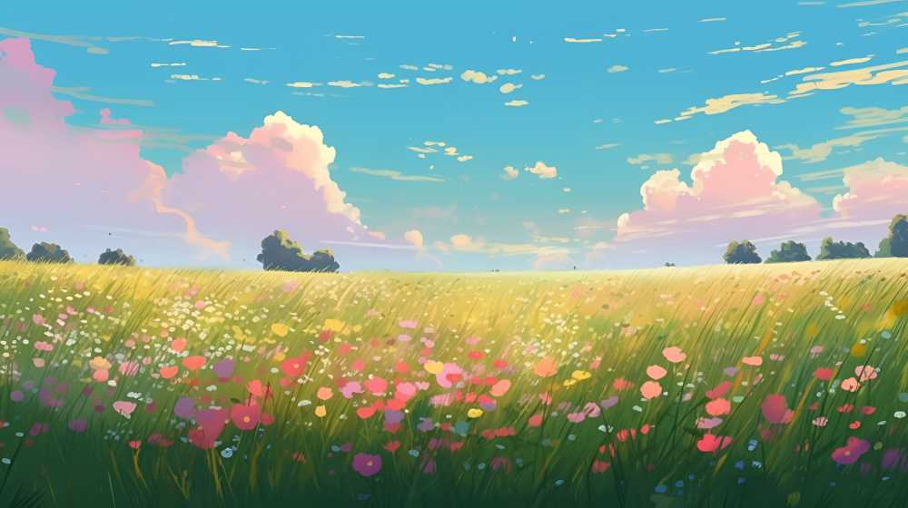 夏季的插画田园自然美景