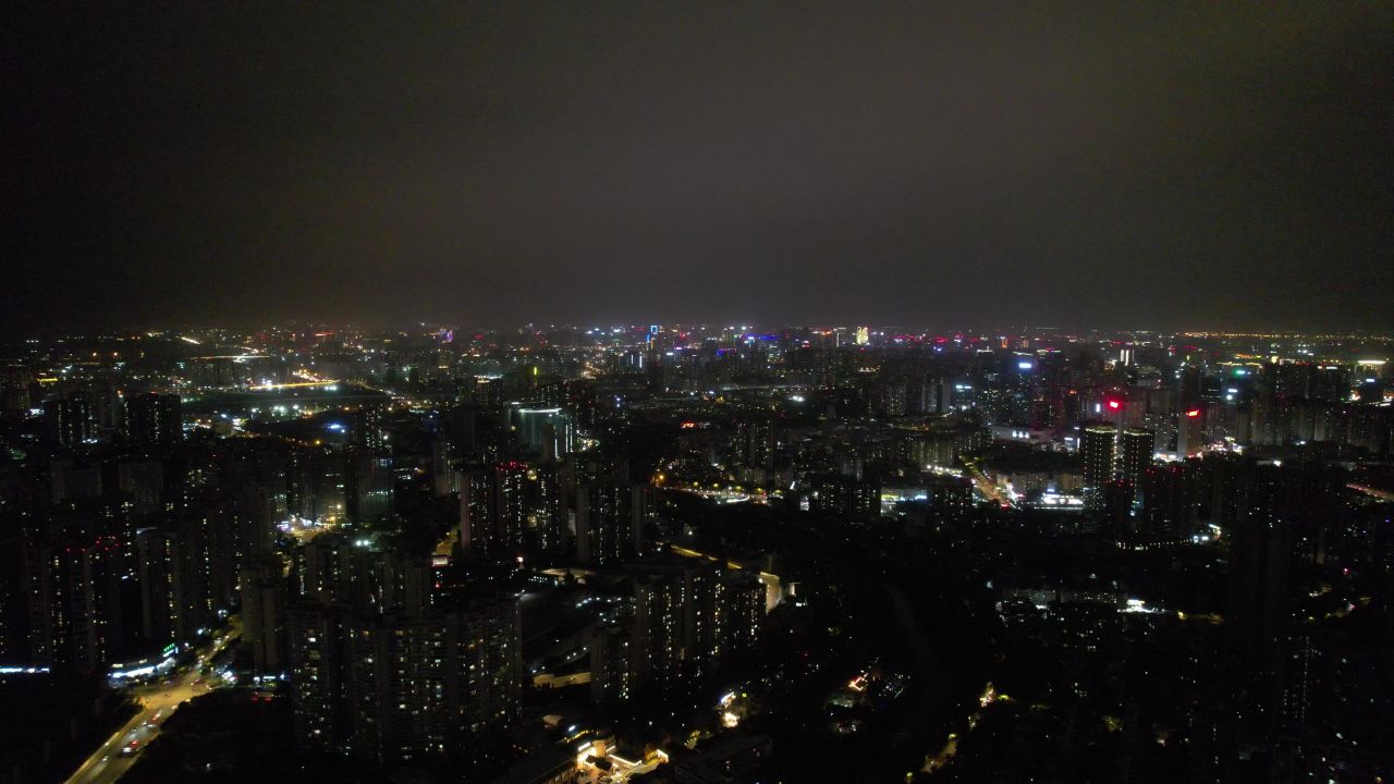 四川成都夜景大景航拍