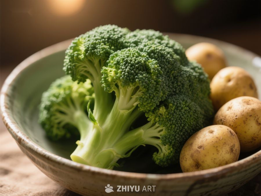 新鲜西兰花与土豆的组合 739