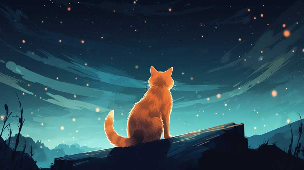 夜色下猫猫插画