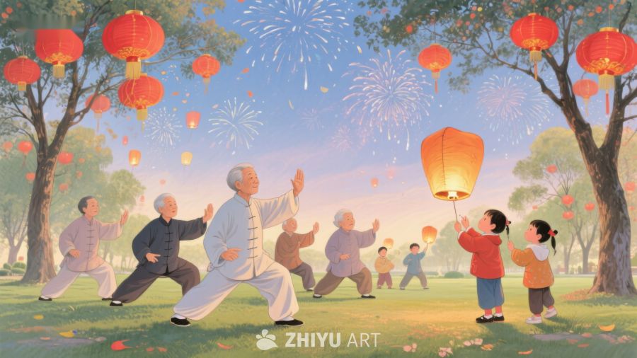 公园晨练与孩童嬉戏 216