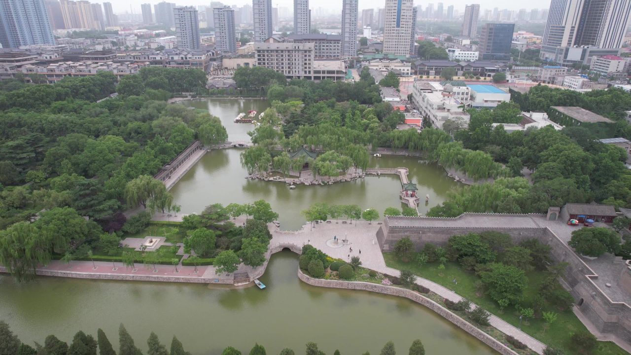  河北邯郸丛台公园4A景区航拍