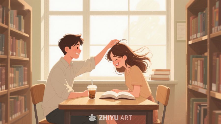 图书馆里的温馨互动 300