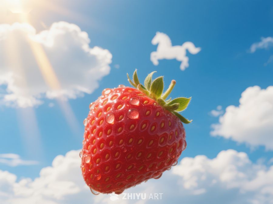 草莓与天空中的白马剪影 32