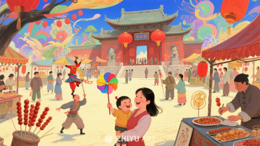 热闹的庙会庆祝场景 797