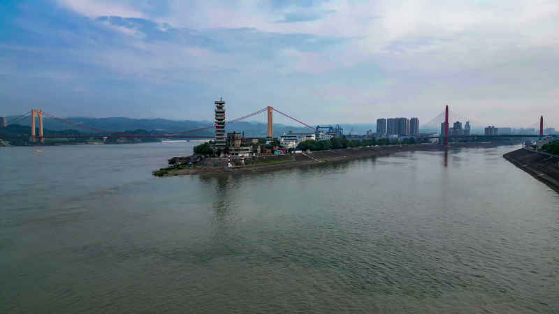 湖北宜昌城市风光航拍图 