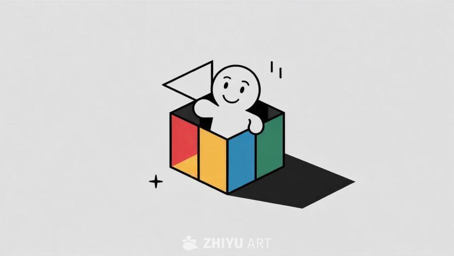 一个简约的单色logo，一个友好的几何图形人物从一