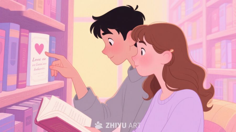 图书馆中共同阅读的男女 326