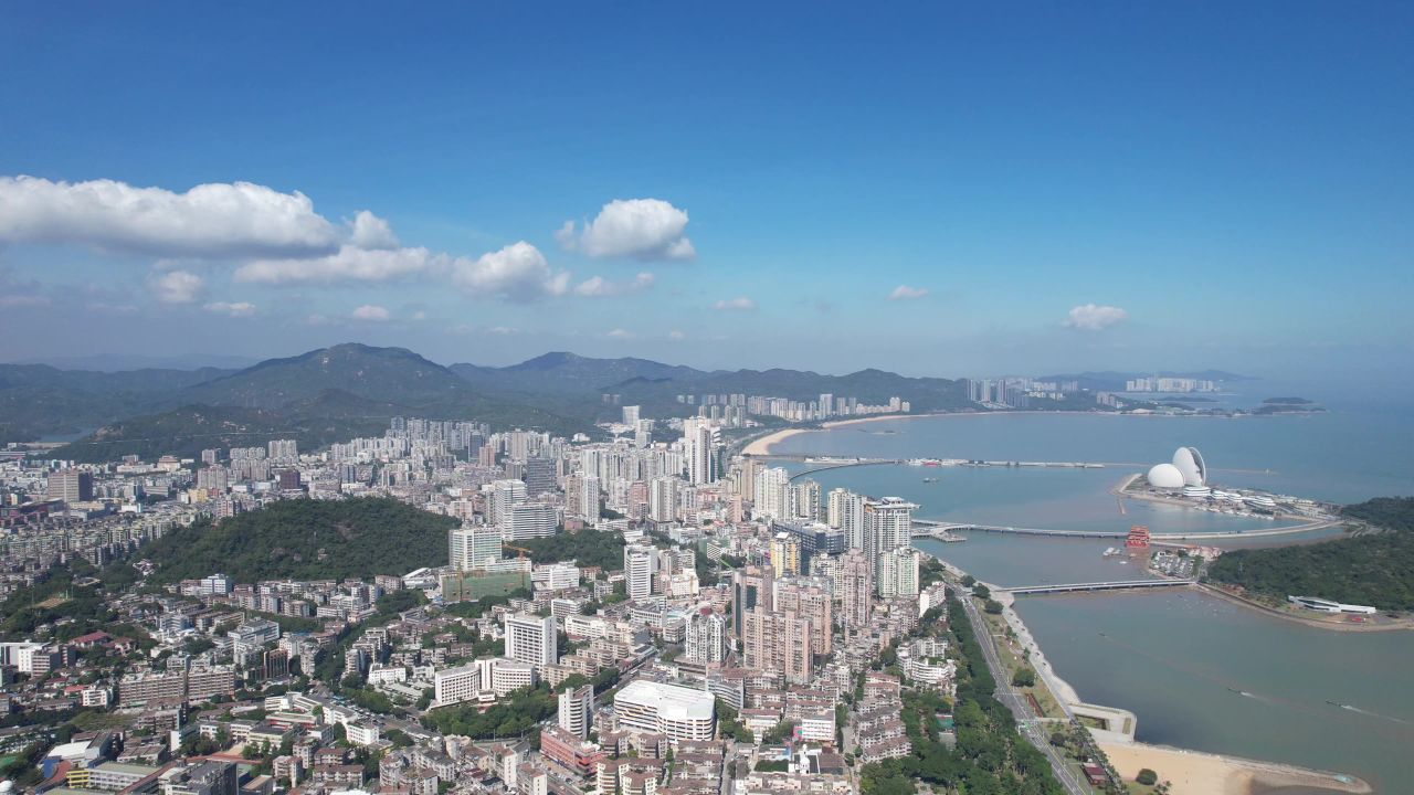 广东珠海城市风光航拍 