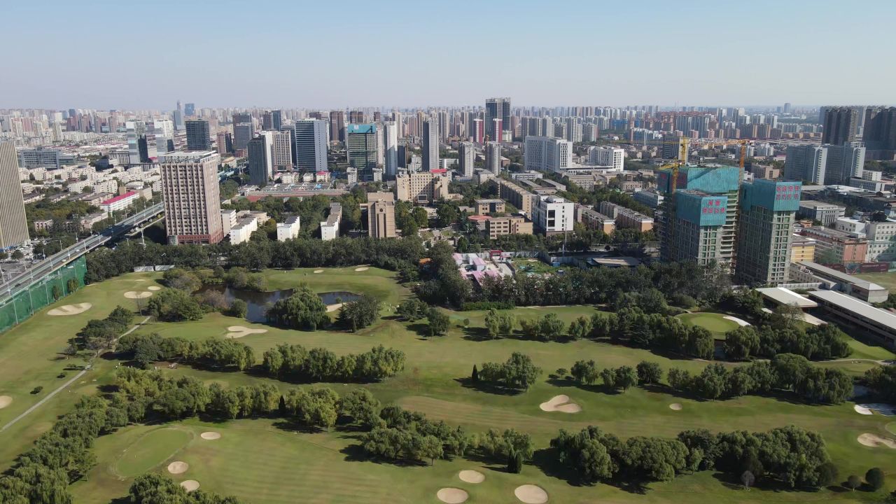 河北石家庄城市公园航拍