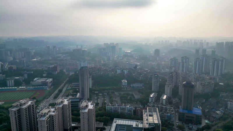 湖北宜昌城市风光航拍图 
