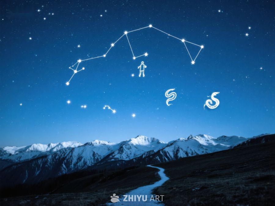 星空下的星座与雪山 214