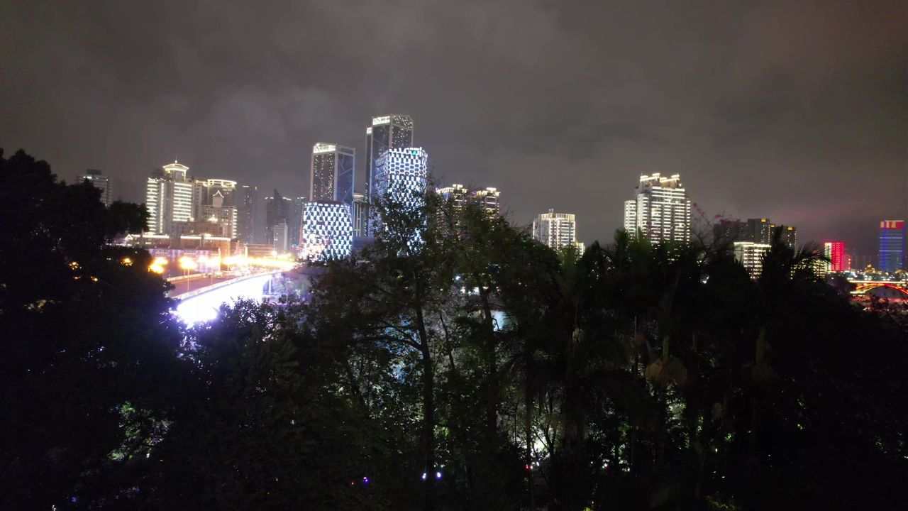 柳州城市夜景灯光航拍