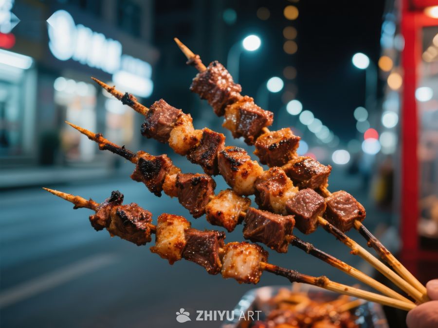 夜市烤串，美味诱人