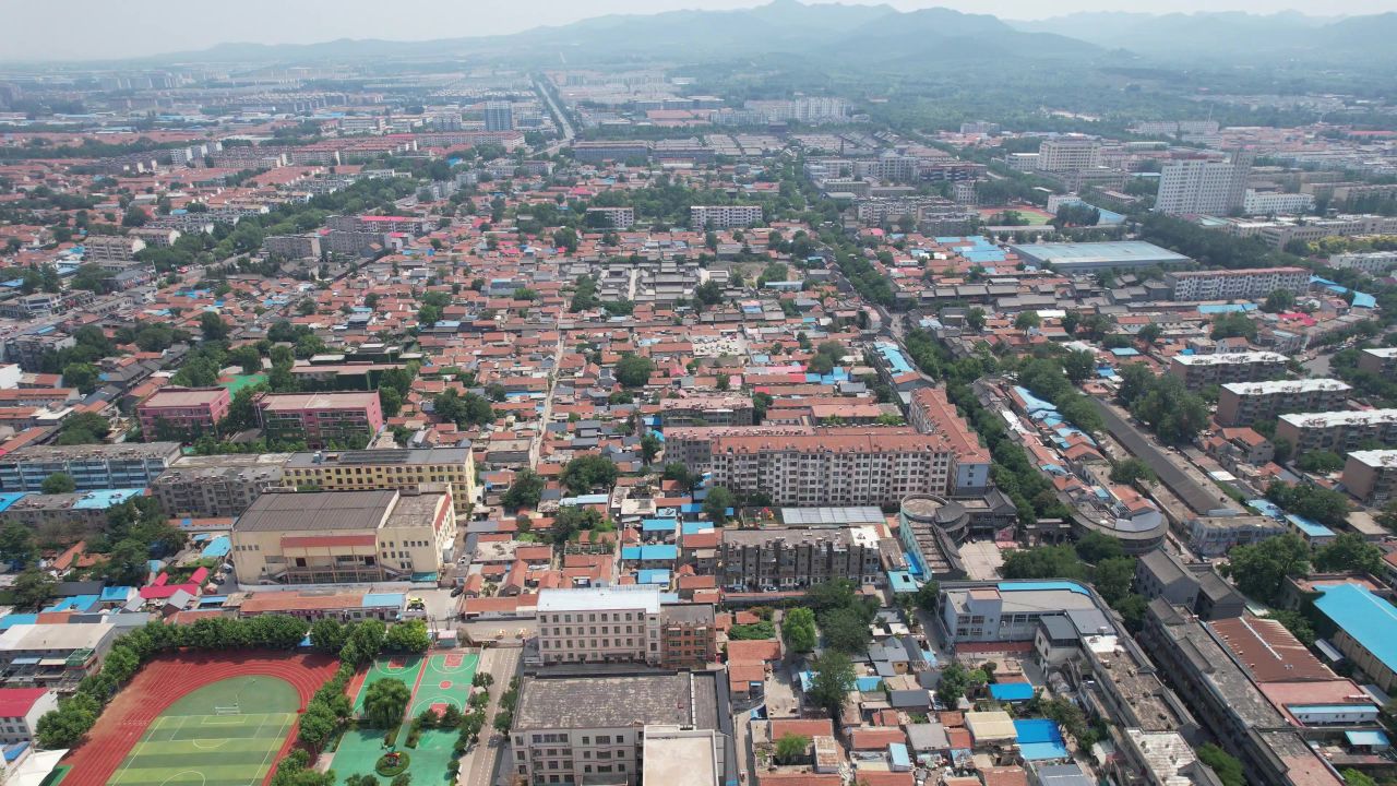 山东青州城市风光青州古城航拍 