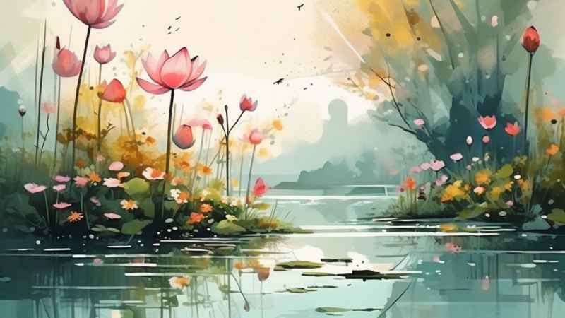 国风水墨山水画简约风格插画 22
