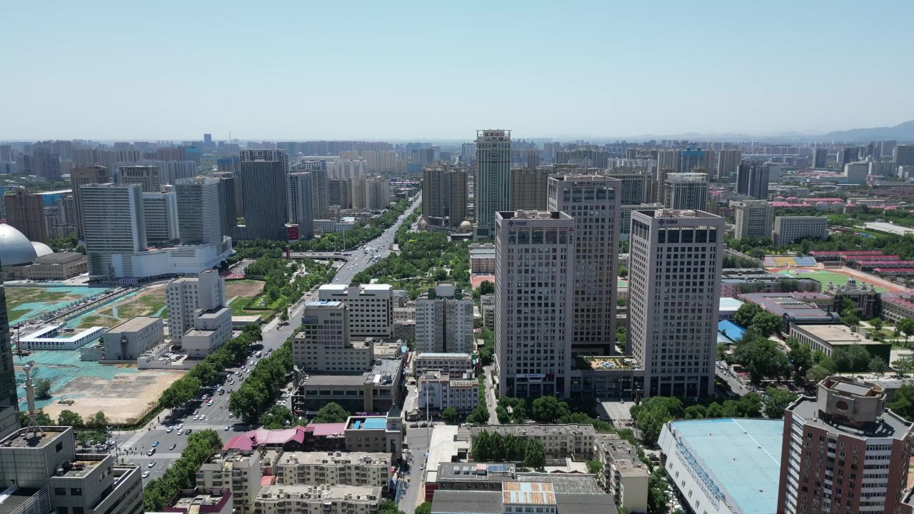 航拍河北石家庄城市建设