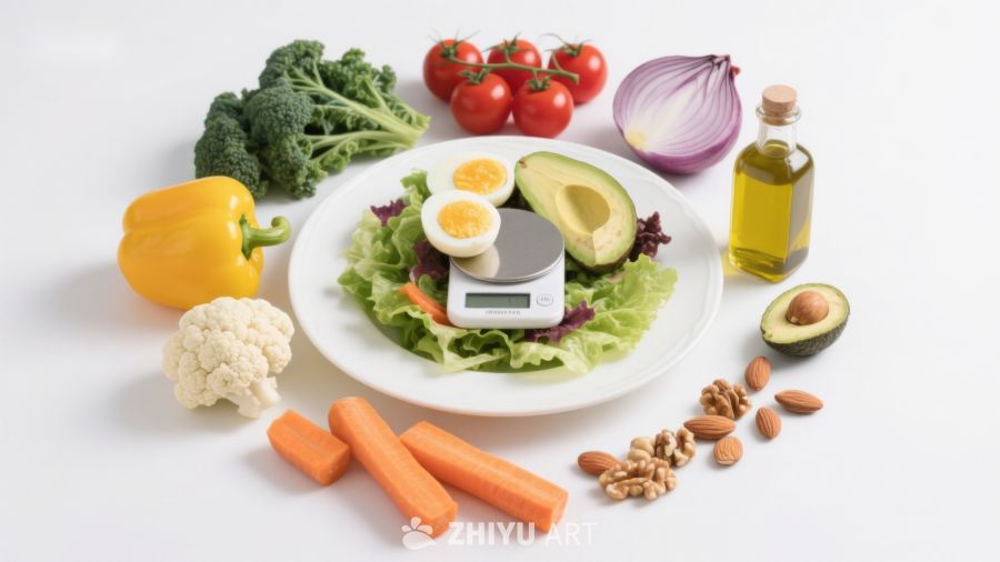 健康食材与电子秤摆拍