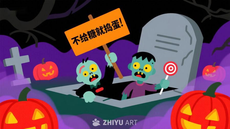 万圣节僵尸索要糖果