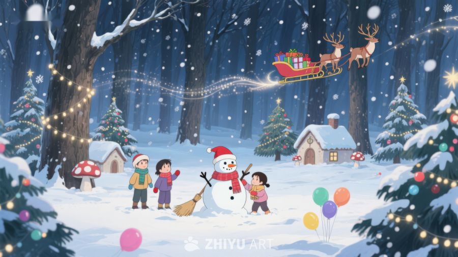 冬日雪景中的圣诞欢乐时光 23