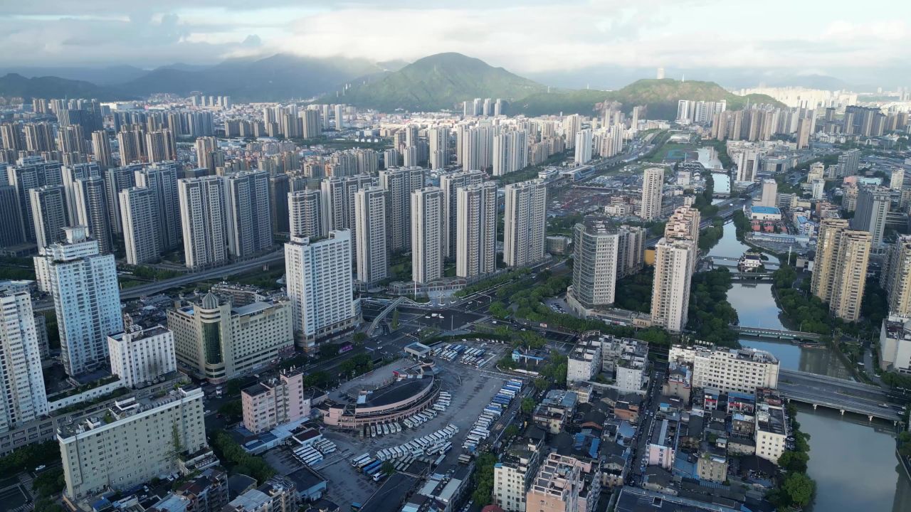  航拍温州城市天际线温州大景