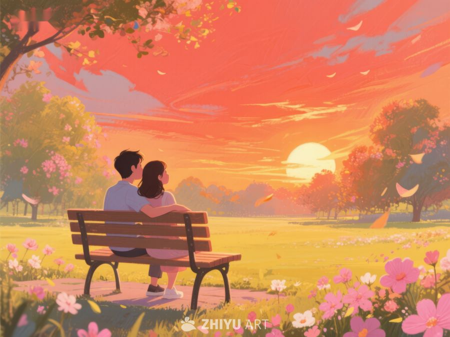 黄昏公园里的浪漫时光 365