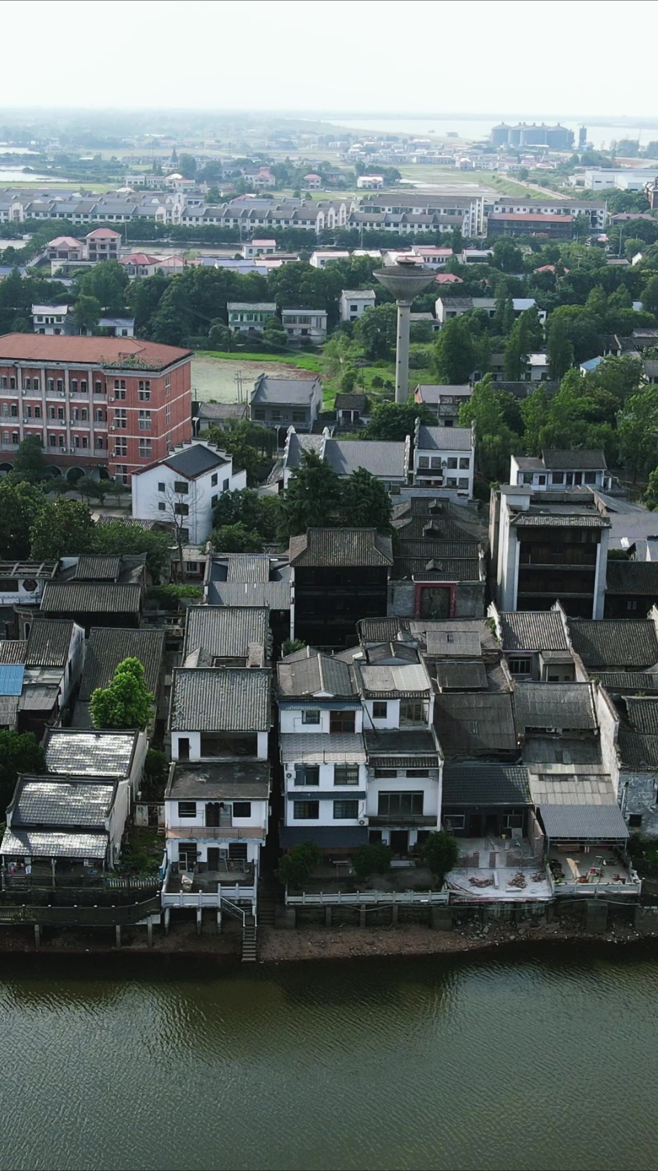 湖南长沙靖港古镇4A景区竖屏航拍 