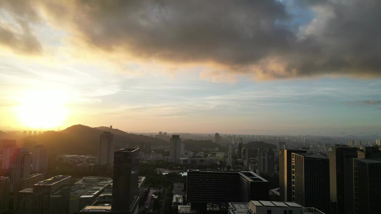  航拍台州城市风光地标建筑