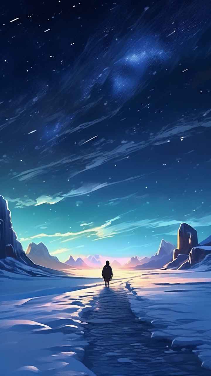 仙境广角冬日沙漠插画雪景 8