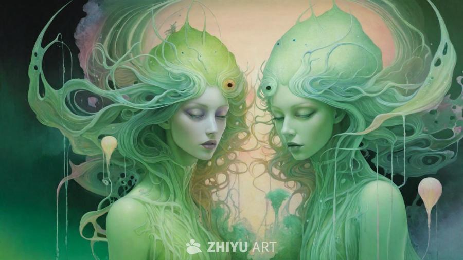 两个超凡脱俗的幽灵生物，具有奇异的、形而上的特质，