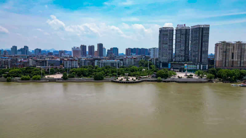 湖北鄂州城市风光航拍摄影图