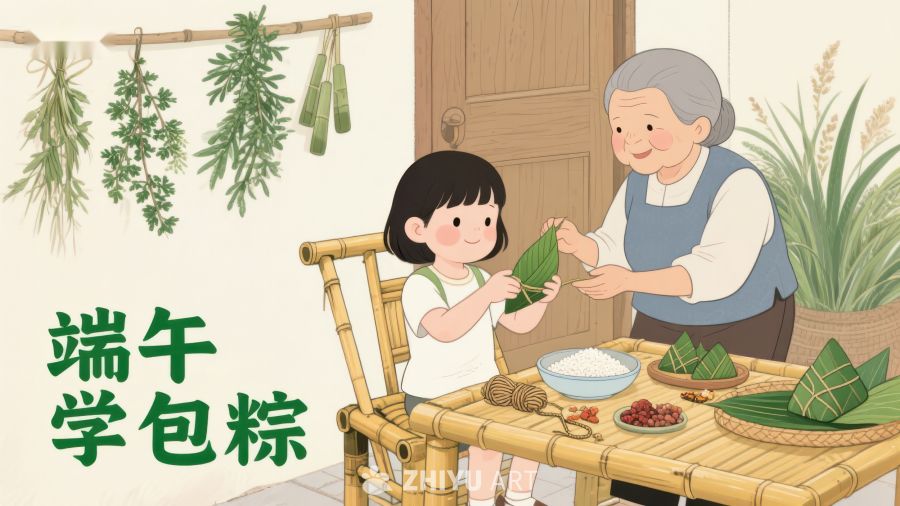 祖孙共度端午，学习包粽子 551