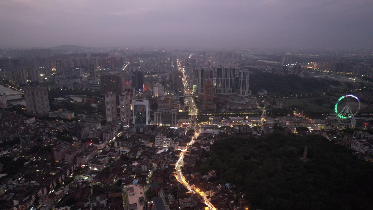 广东中山市城市夜景灯光