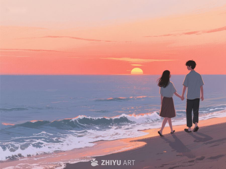 海边日落，情侣漫步 201