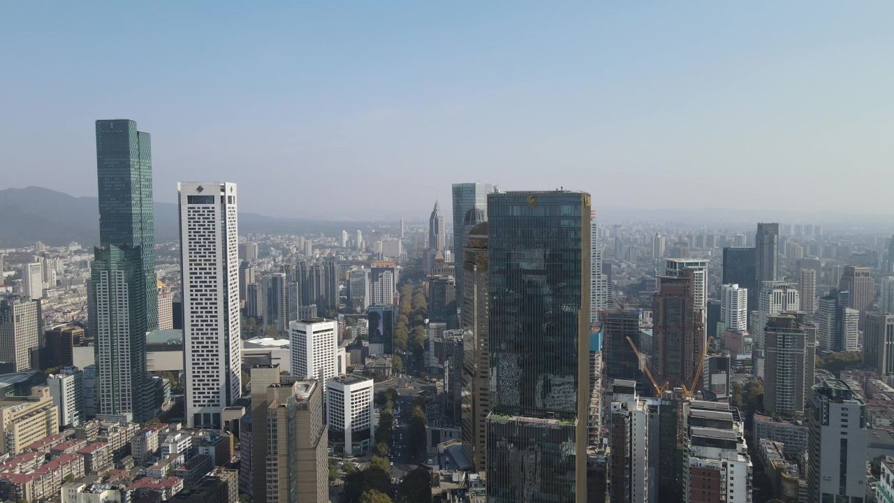 航拍南京新街口CBD商业圈