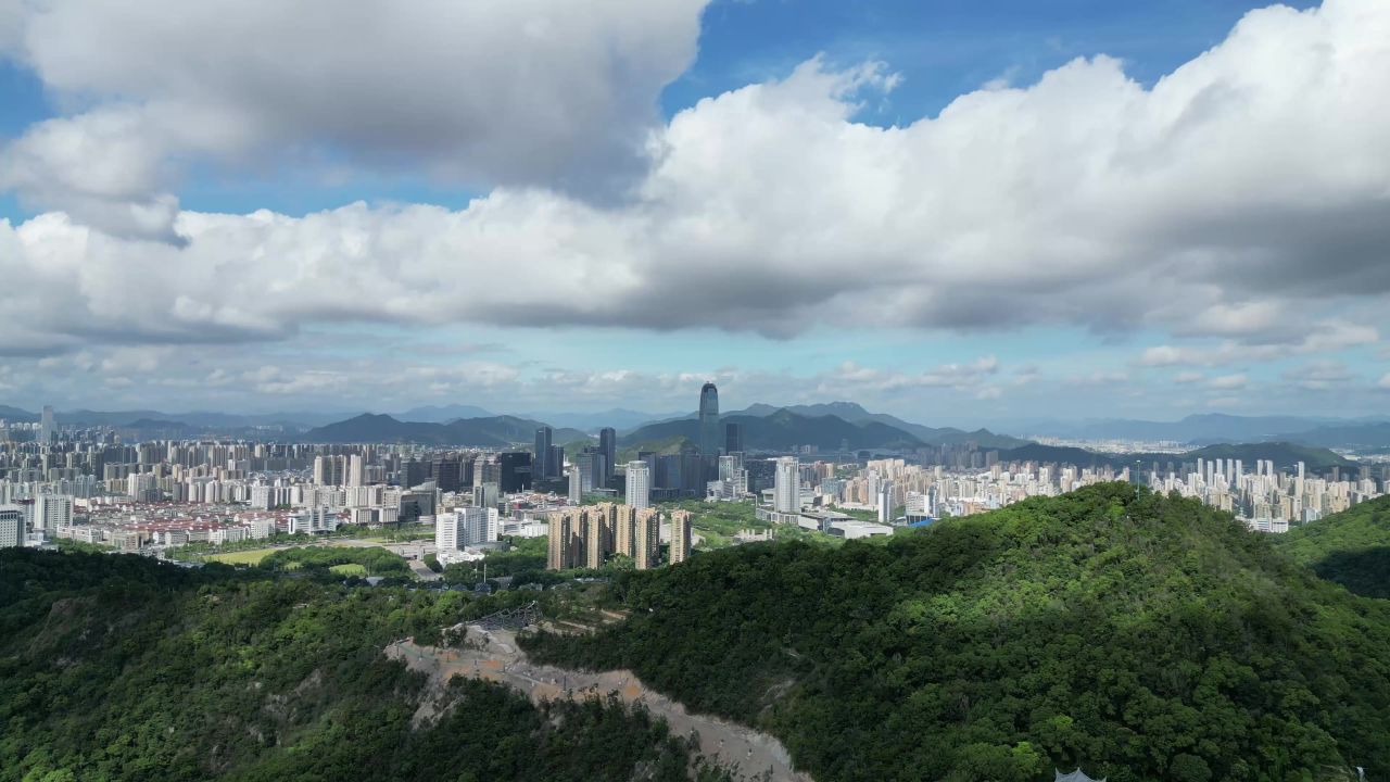 航拍台州大景白云飞瀑公园
