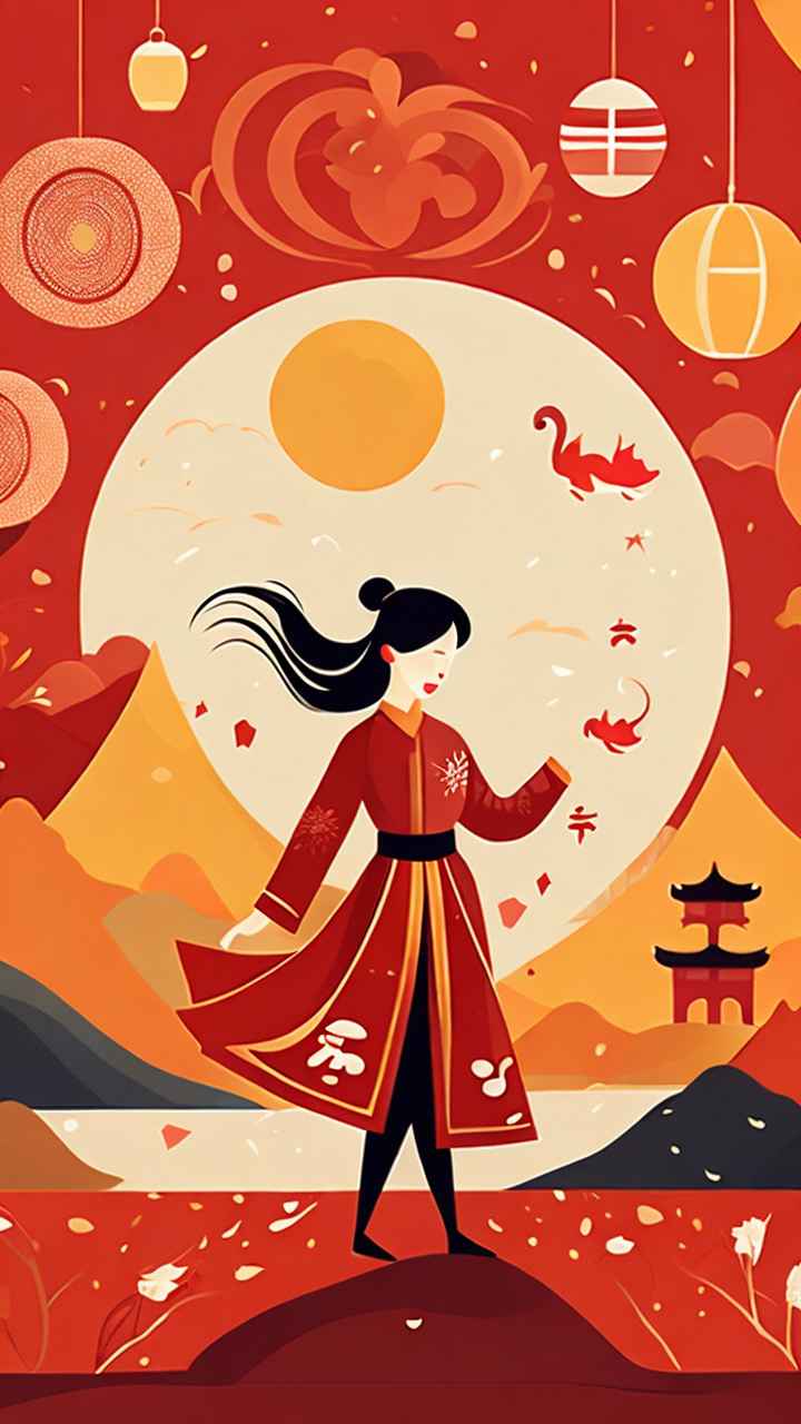过年春节扭秧歌简约背景图 18