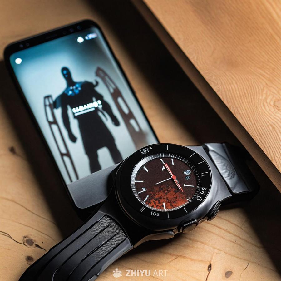 木质桌面上放置着一台三星Galaxy S9+手机，