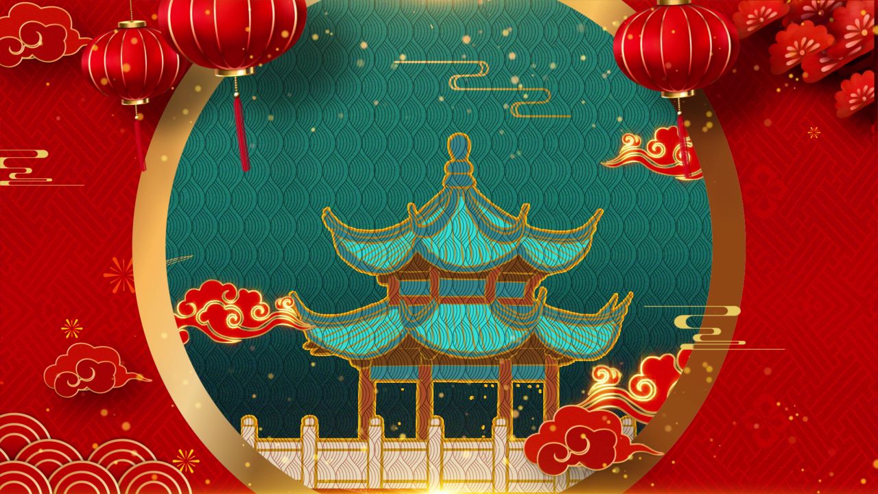 古风背景视频 中国风 意境春天 桃花 水墨 31