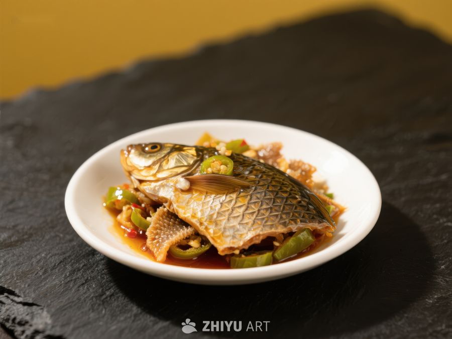 香辣鱼块配青椒美食 1638