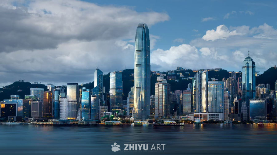 香港维港黄昏天际线