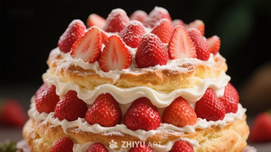 草莓奶油蛋糕，层次分明