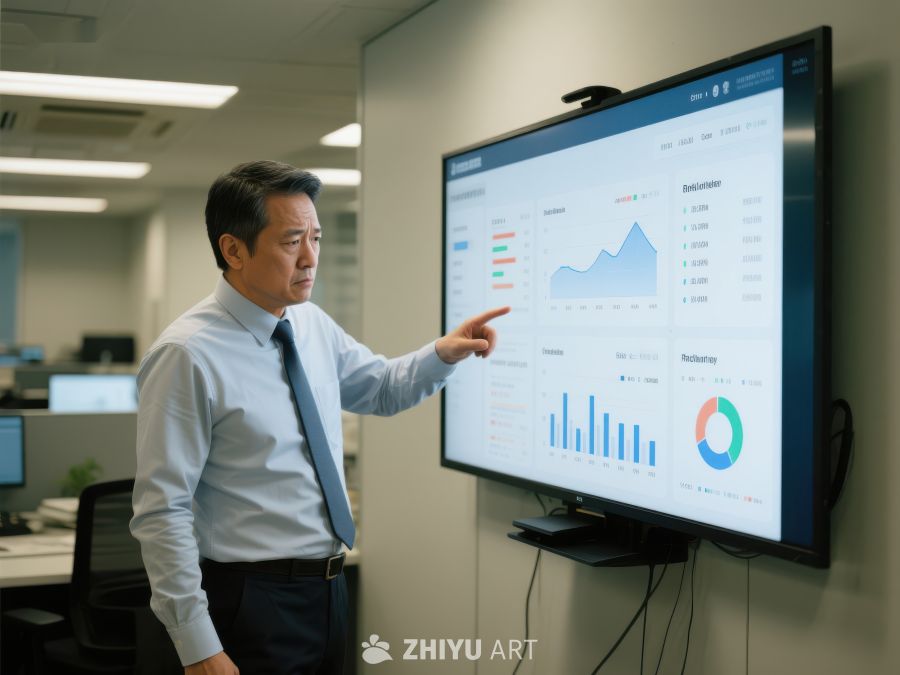 商务人士分析大屏数据图表 313