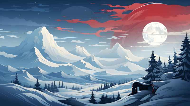 冬季唯美雪景创业插画 57